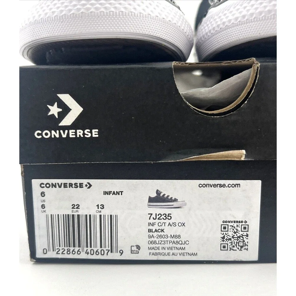 Converse Chuck Taylor All Star Infant Toddler Black Low Top Shoes US 6 NIB 7J235